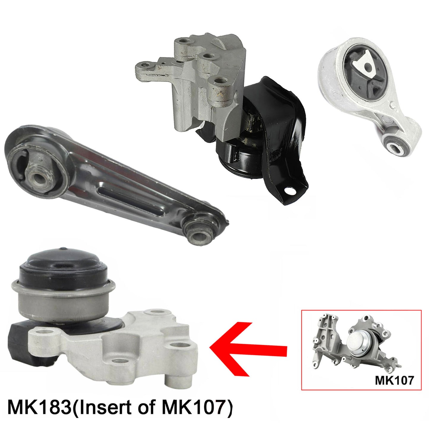 Pour Nissan Rogue 14-19 2.5L 4WD Moteur 4Pcs Set W.Insert De Transparent Monture