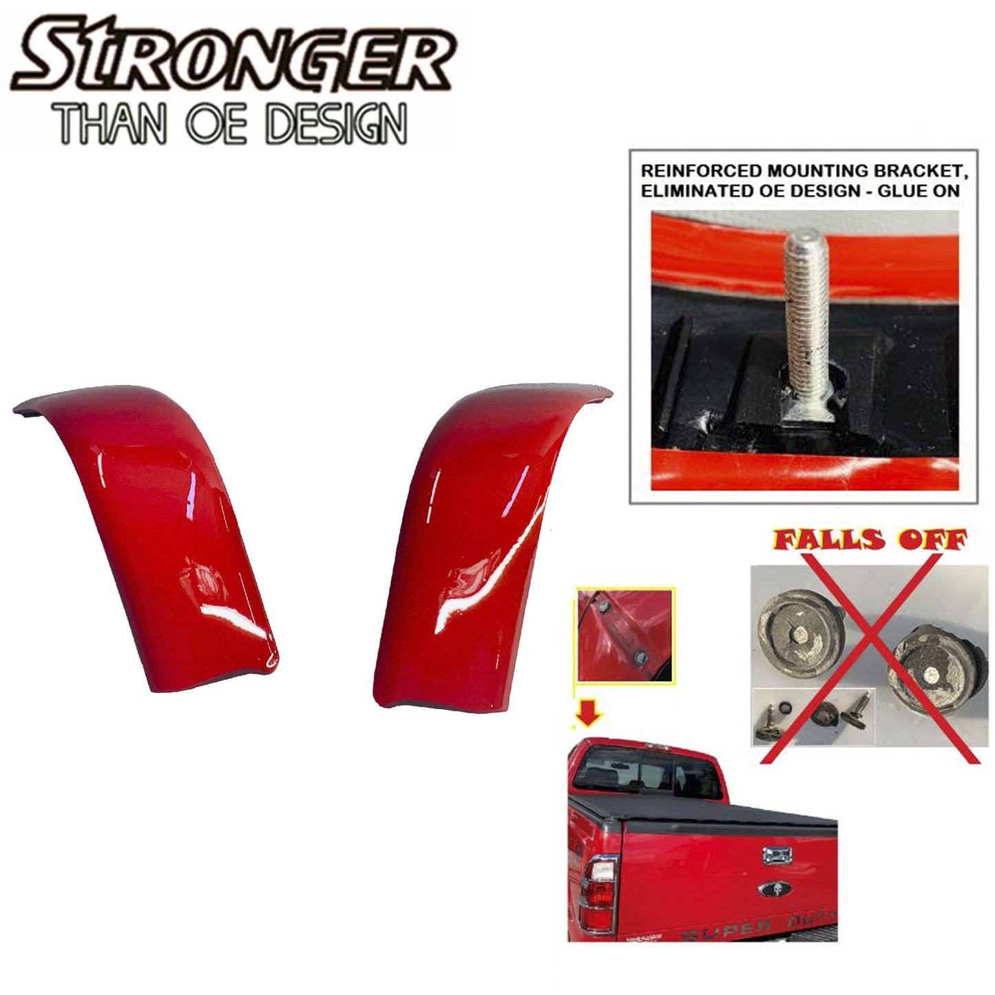 Amélioré Toit Coin Moulage Bord Pour Ford 2008-2016 Super Duty F1 Rouge Paire De