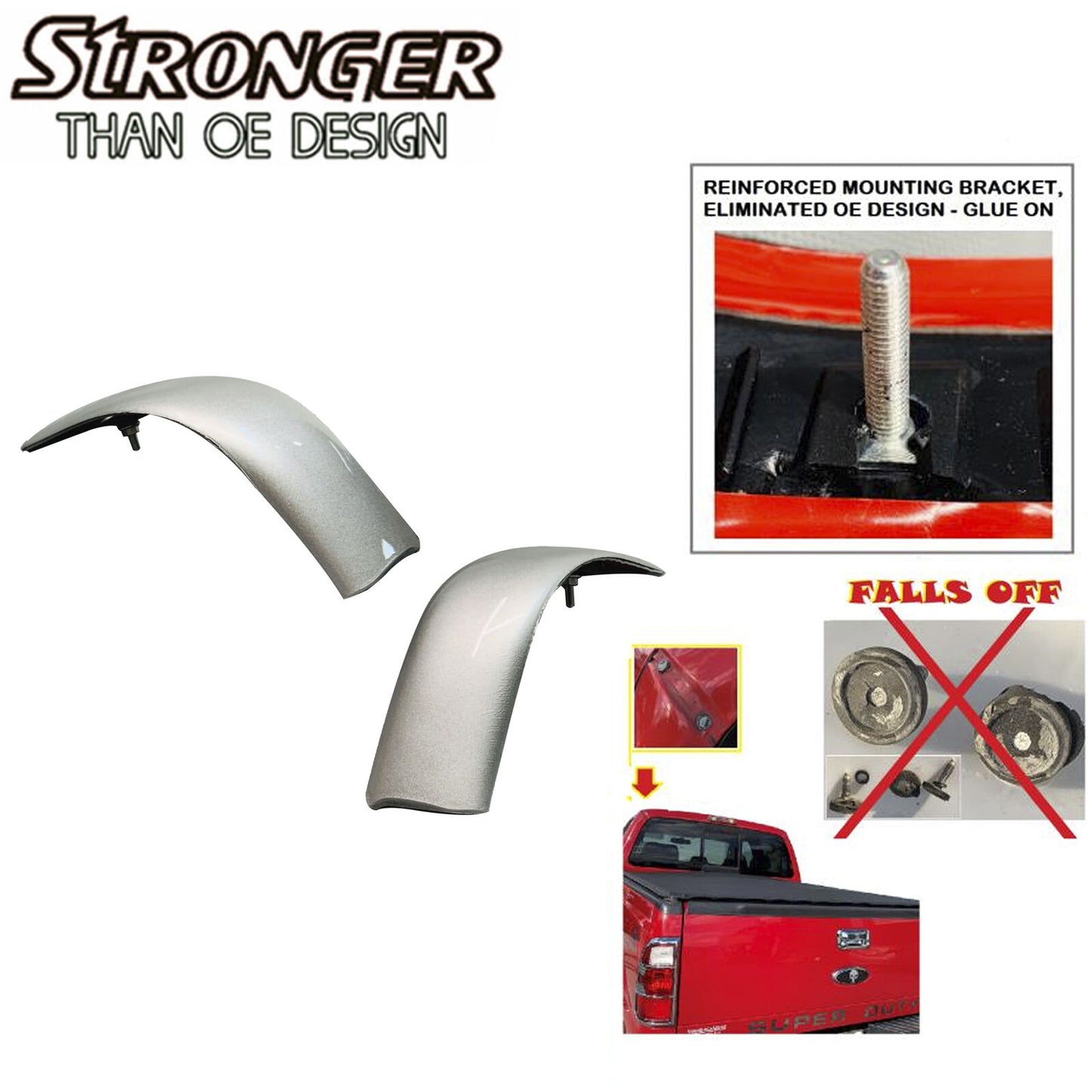 Pair Set UPGRADED Roof Corner Molding Trim For Ford 08-16 Super Duty UX Silver