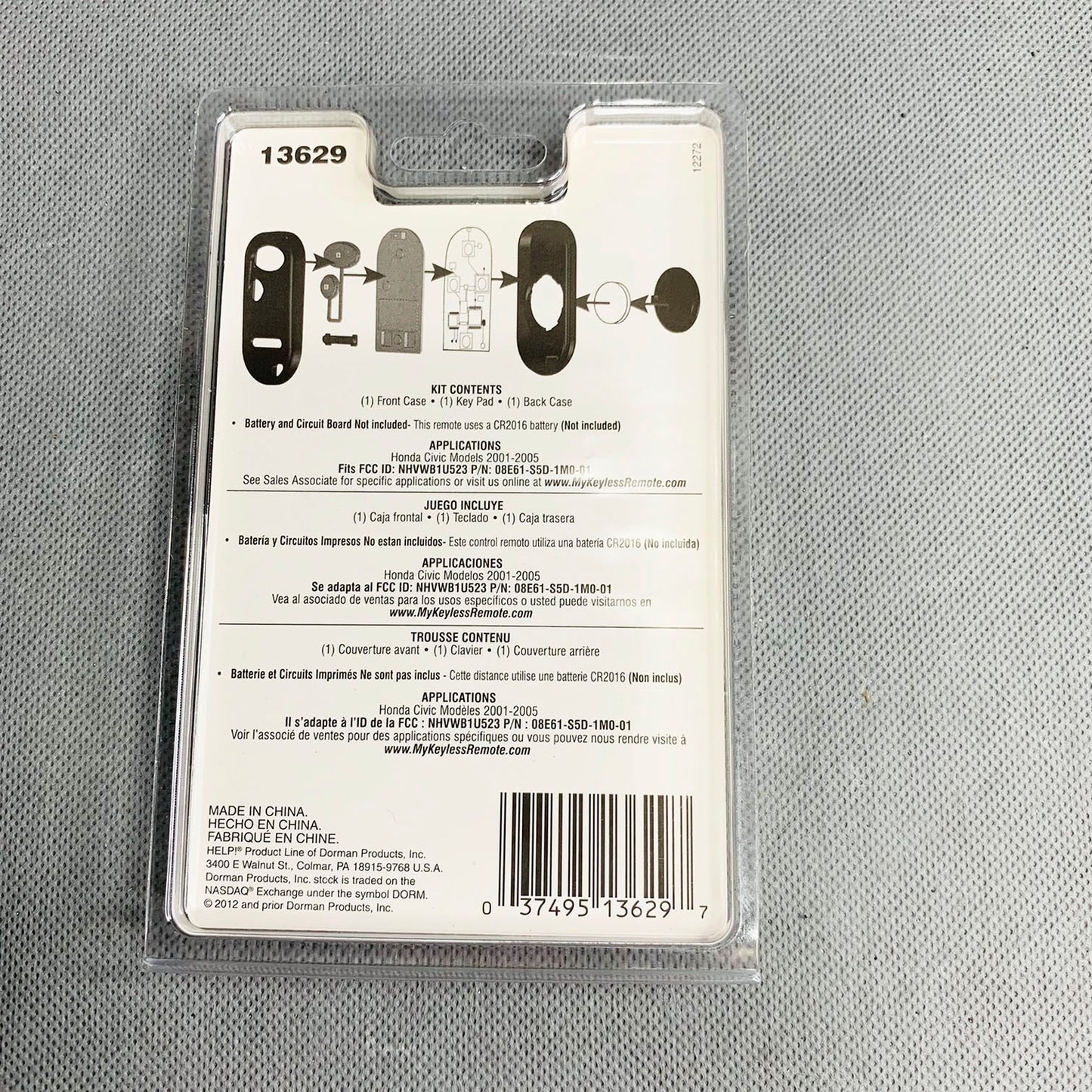 DORMAN Keyless Remote Case For 2001-2005 HONDA CIVIC 13629