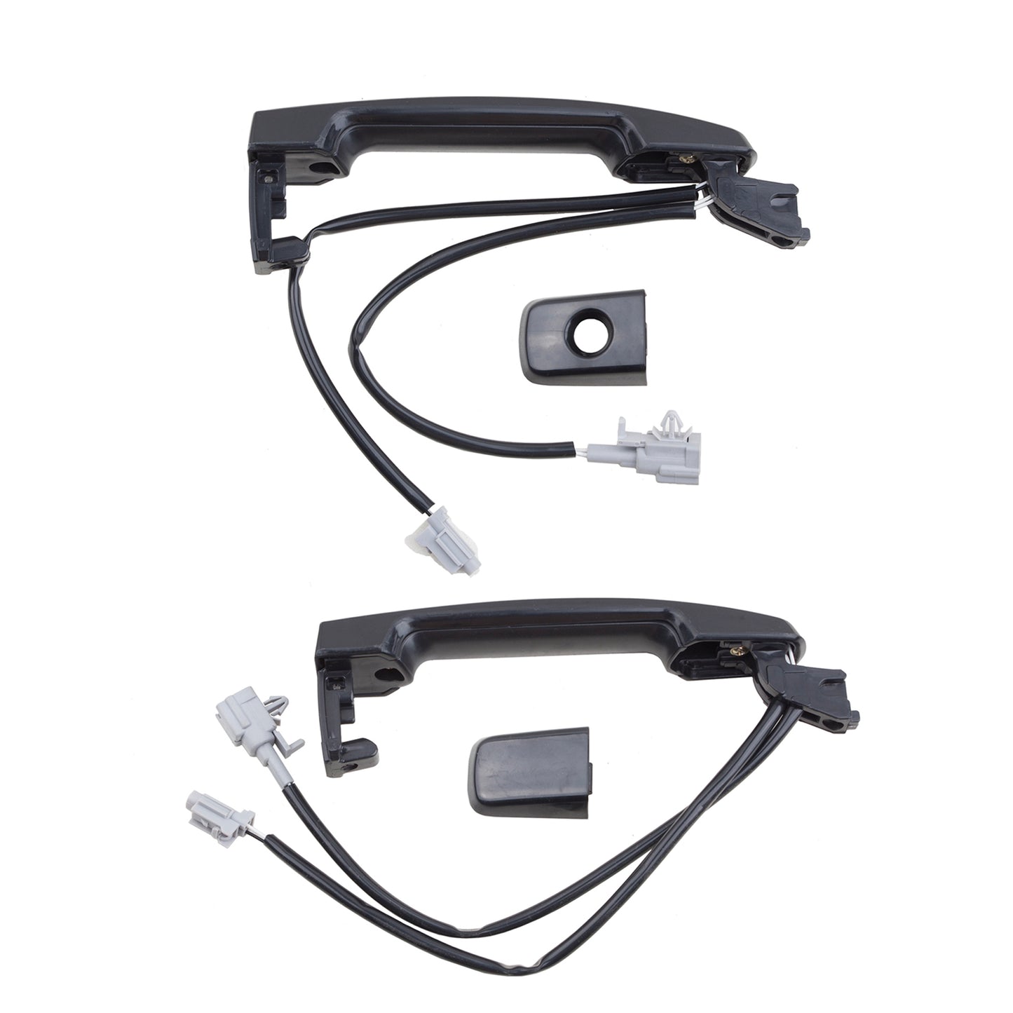 Front LH & RH Exterior Door Handle Smooth Black For 07-13 Nissan Altima Pair Set