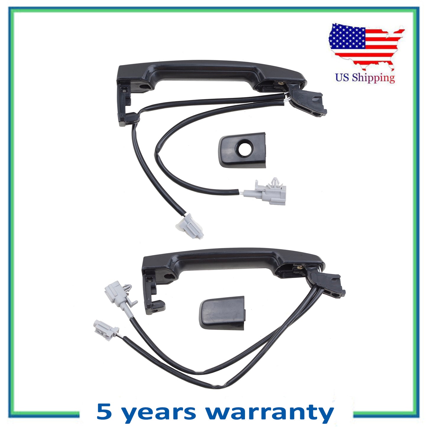 Front LH & RH Exterior Door Handle Smooth Black For 07-13 Nissan Altima Pair Set
