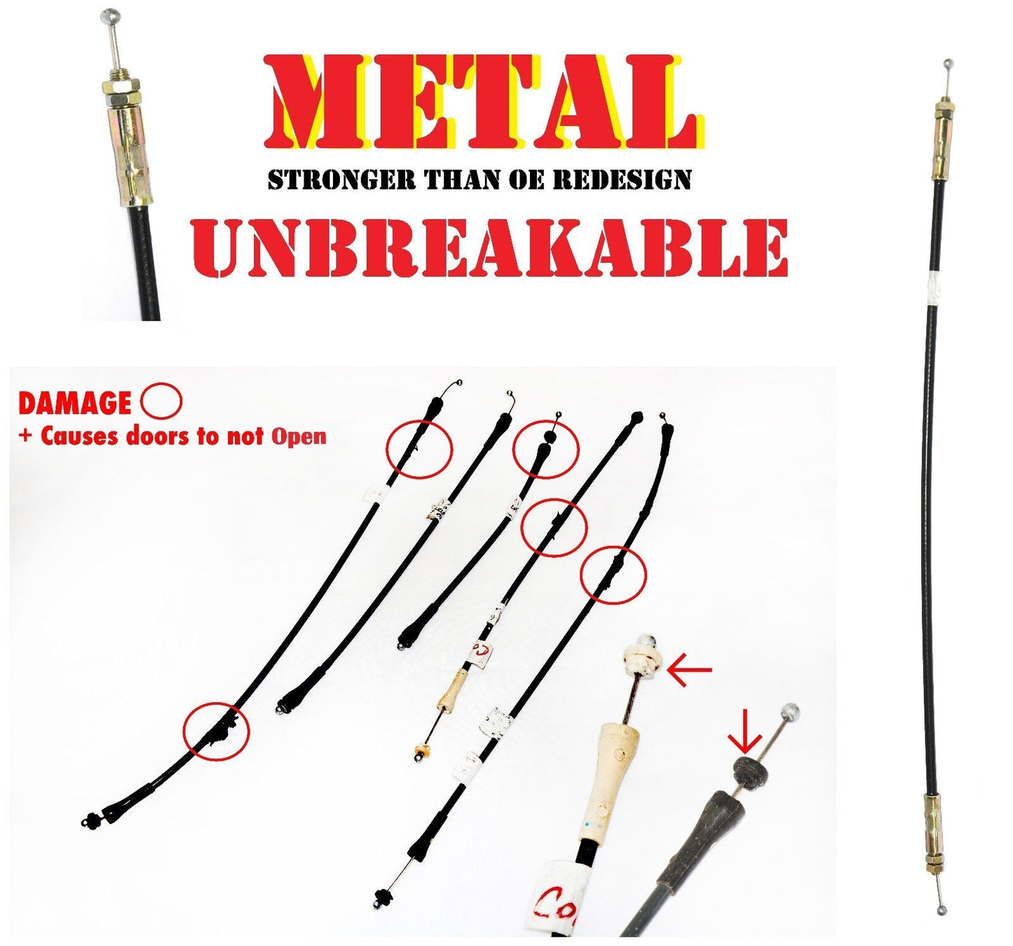 For 1992-2014 Ford E150 E250 E350 E450 E550 VAN Right Rear Door Handle Latch Cable Repair Kit