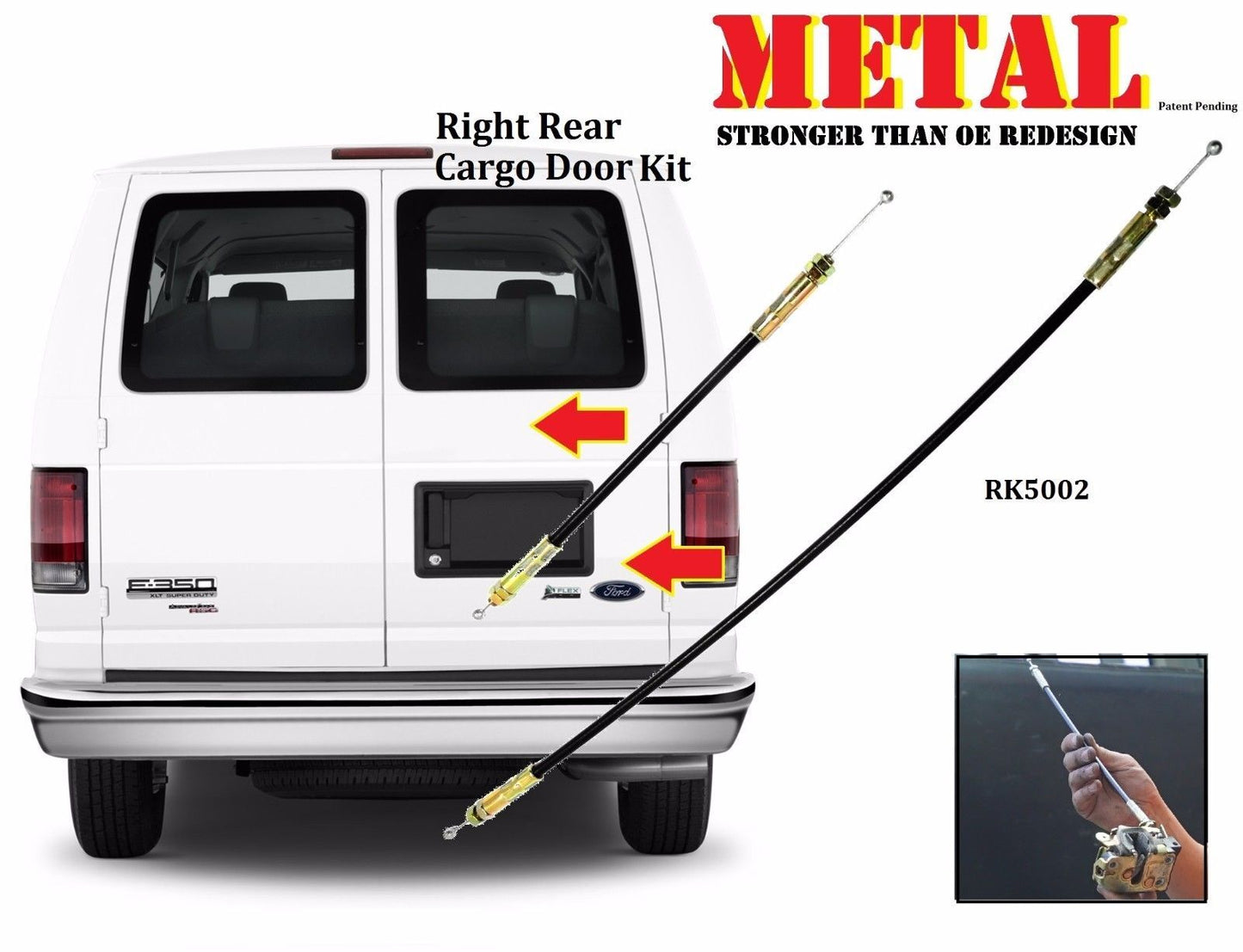 For 1992-2014 Ford E150 E250 E350 E450 E550 VAN Right Rear Door Handle Latch Cable Repair Kit