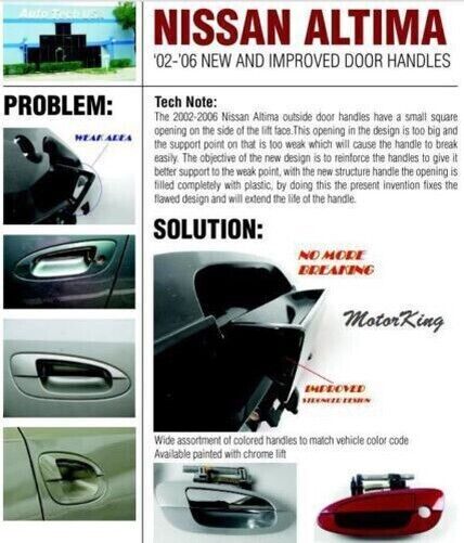 Reinforced Outer Outside Exterior Door Handle For 02-06 NISSAN ALTIMA Set 3pcs