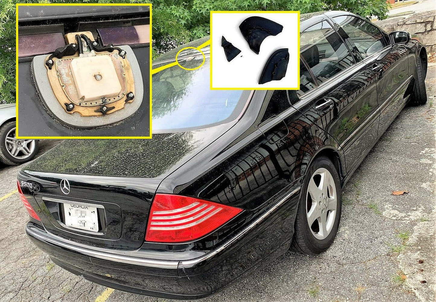 Reinforced For Mercedes-Benz 2000-2006 W220 S350 S430 S500 S55 AMG S600 S65 AMG Roof GPS Radio Antenna Cover Black