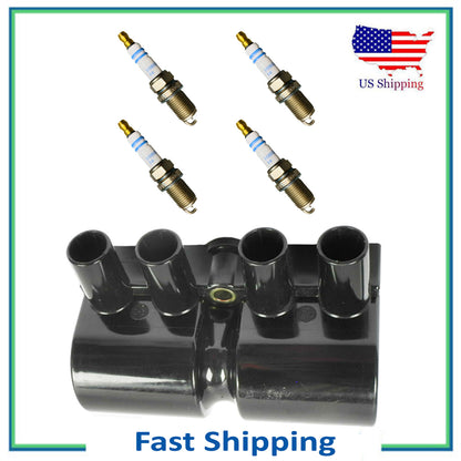 5PCS UF356 Ignition Coil & Bosch Platinum Spark Plug For Isuzu Rodeo Amigo 2.2L