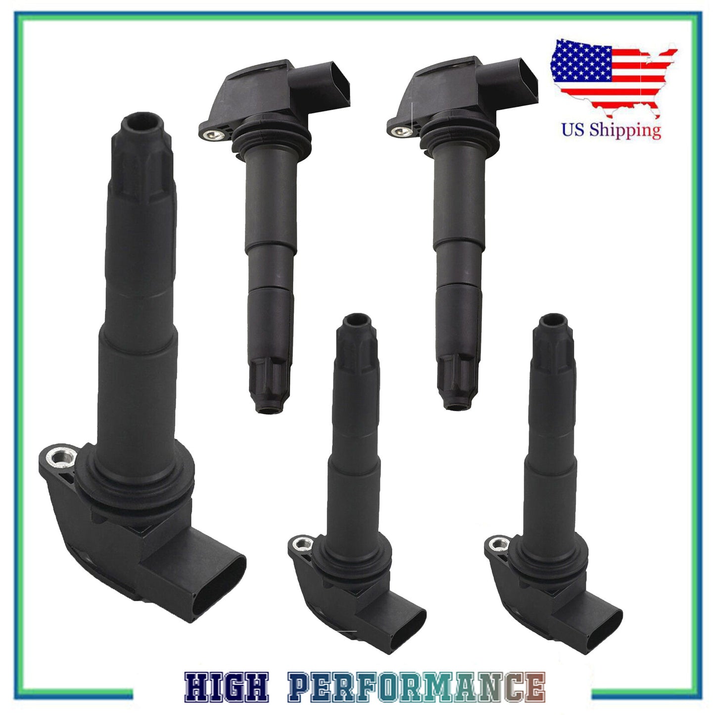 5PCS UF513 5C1438 94860210400 Encendido Bobina Para 2004-2005 Porsche Carrera Gt