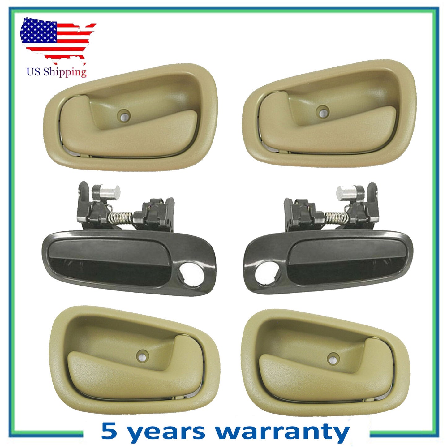 Extérieur Poignée & Intérieur 6PCS Pour 98-02 Toyota Corolla non-Painted & Fauve