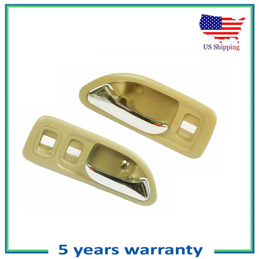 Front 2PCS Tan Interior Interior Door Handle For 1994-1997 Honda Accord LX & EX