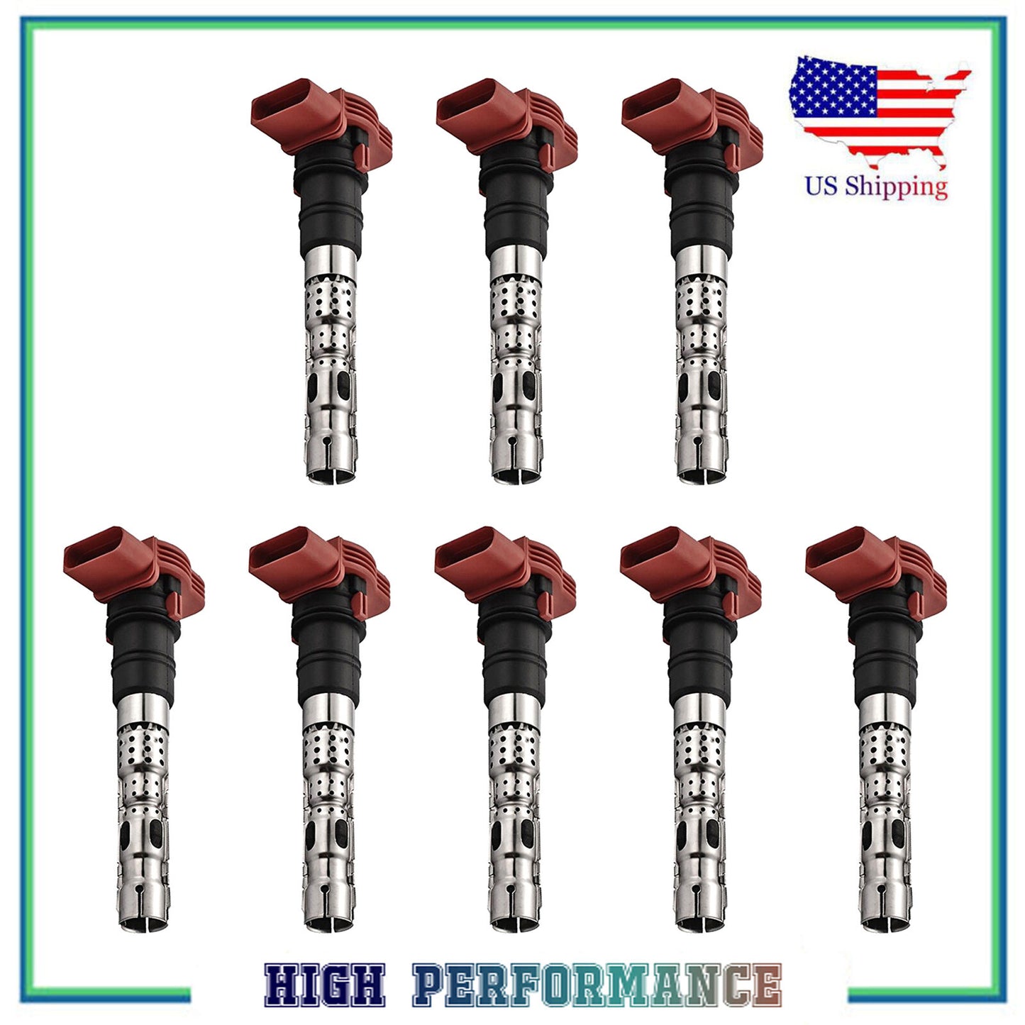 Set 8PCS Ignition Coil New For UF418 5C1437 Audi A6 A8 Allroad Quattro S4 4.2L