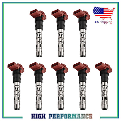 Set 8PCS Ignition Coil New For UF418 5C1437 Audi A6 A8 Allroad Quattro S4 4.2L