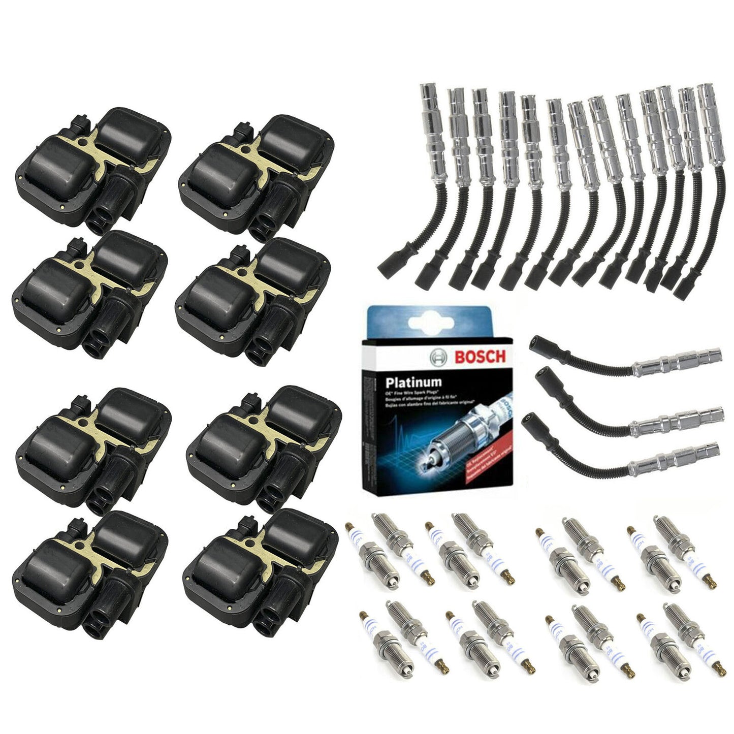 MK 8 Ignition Coil & Plug Wire & Bosch 16 Platinum plug Spark For MB C CL CLK ML