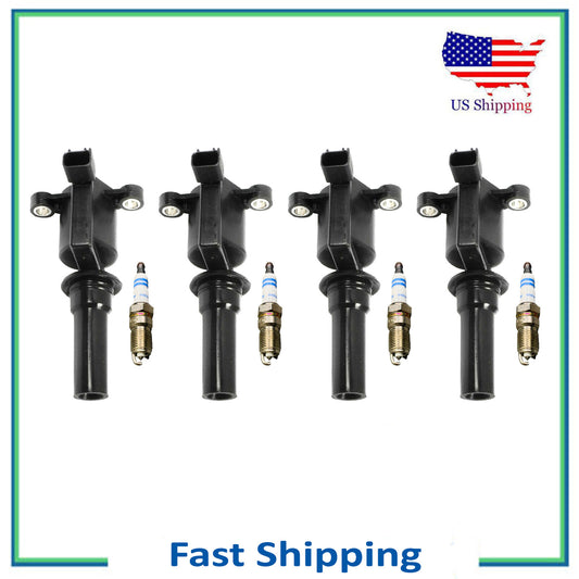 Set UF162 Ignition Coil & Bosch Iridium Spark Plug For 96-99 Ford Taurus 3.4L