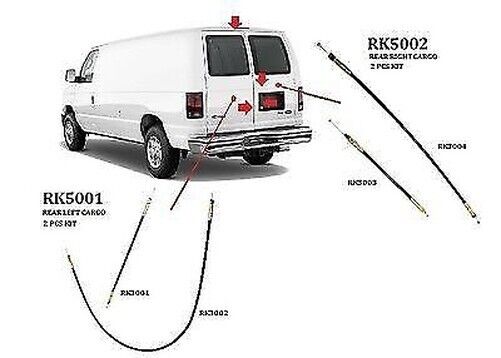 UPGRADED METAL End Cargo Hinge Handle Latch 2 Cable Kit For Ford Econoline Van