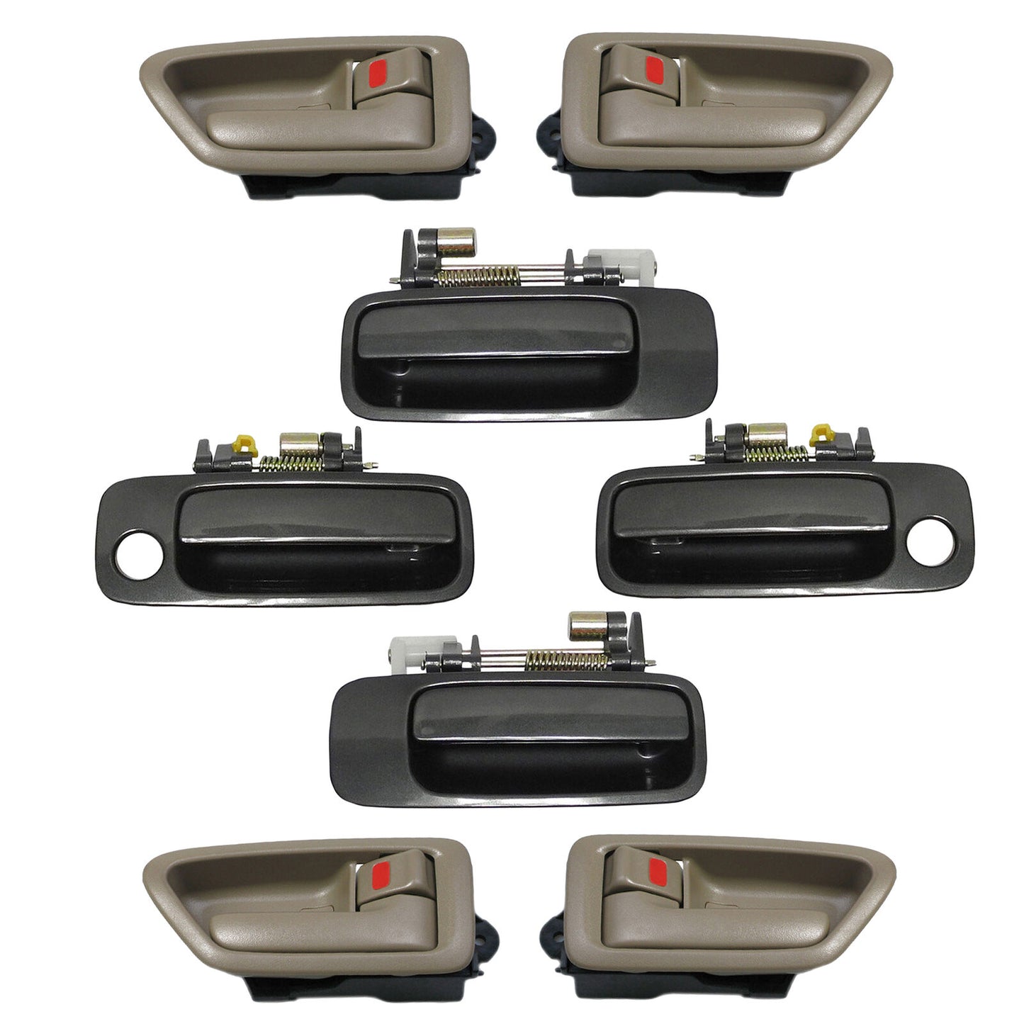 Door Handle Set 8 For 97 98-01 DH76 Toyota Camry 4 Inner Tan + 4 Outer Gray 930