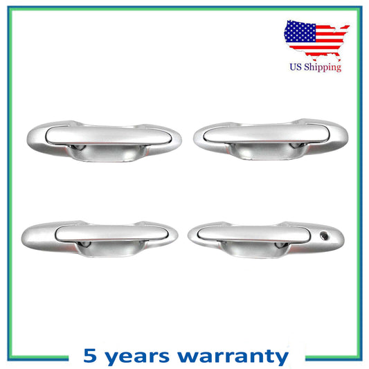 Front & Rear Outside Door Handle 4 PCS For 00-06 Mazda MPV Cerrion Silver 24V