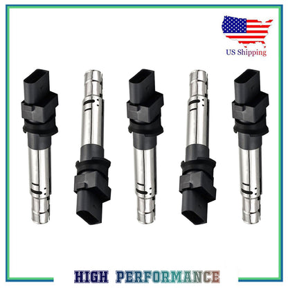 Set 5PCS Ignition Coil For UF531 Audi A3 TT Quattro Cayenne VW Touareg 3.2L 3.6L