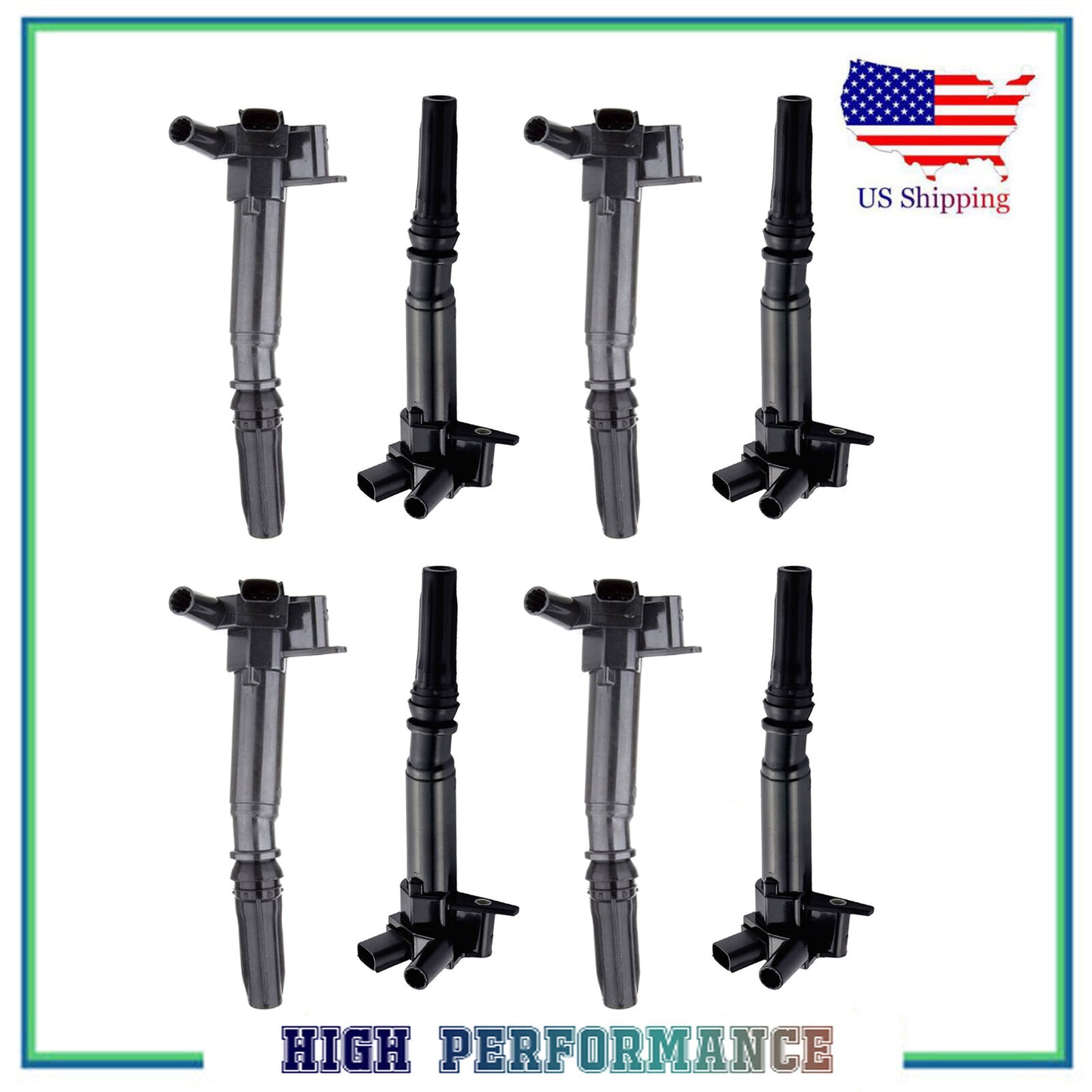 Set 8PCS UF639 DG526 LH & UF631 DG525 RH Ignition Coil For 10-14 Ford F-150 6.2L