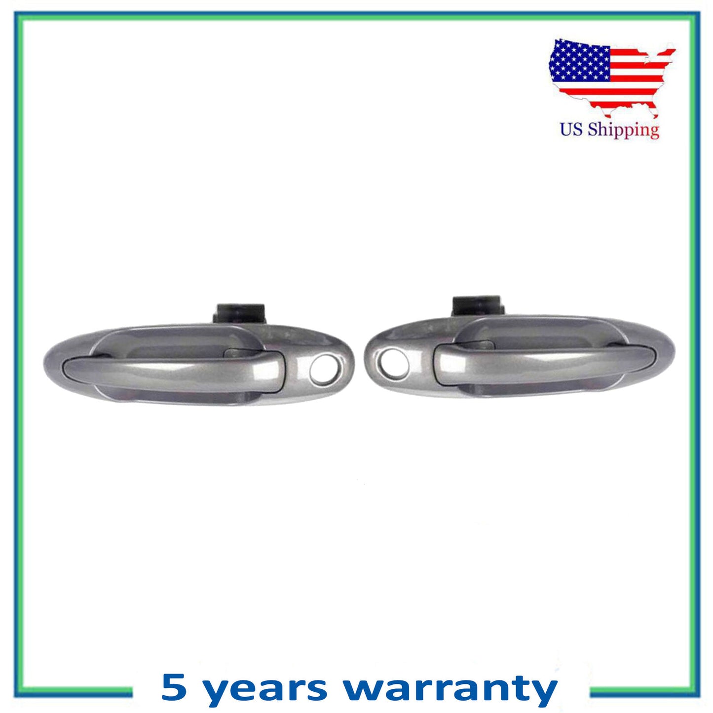 Front Pair Outer Door Handle For 1C7 Thunder Gray Metallic Toyota Tundra Sequoia