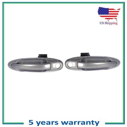 Front Pair Outer Door Handle For 1C7 Thunder Gray Metallic Toyota Tundra Sequoia