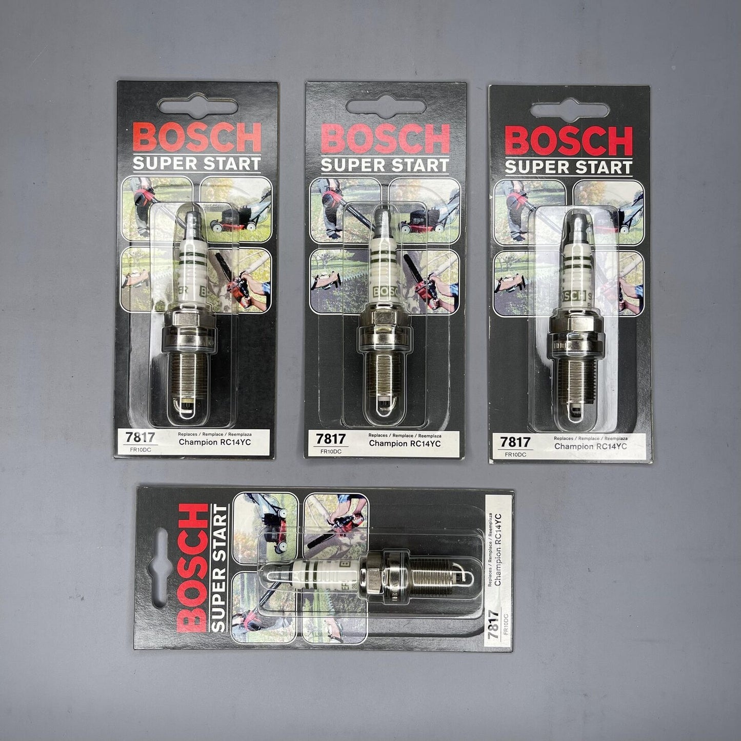 BOSCH Lawnmowers Spark Plug 4 PCS For Saturn Chevrolet Oldsmobile Mercury Ford