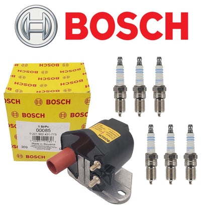 Bosch Ignition Coil 1PC & Spark Plug 6PCS SET For Mercedes 300E 190E 300CE