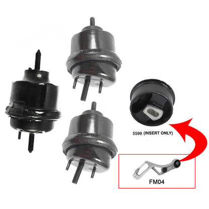 4PCS Rear Insert Bushing, Hydraulic Front & Trans Mount For Five Hundred 3.0L V6