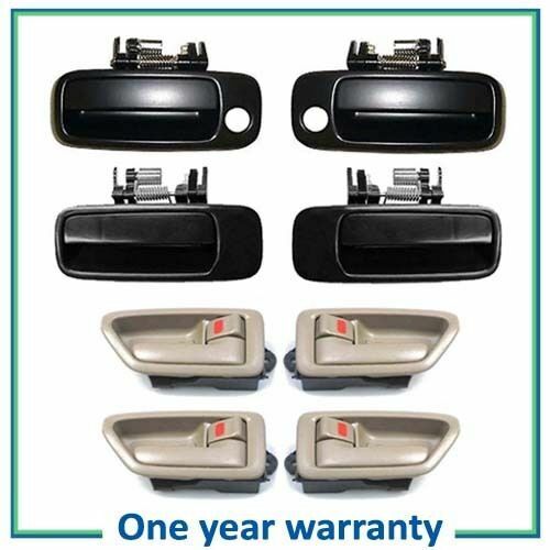 DS473 4 Outer Black Non Painted + 4 Inner Tan Door Handle For 97-01 Toyota Camry