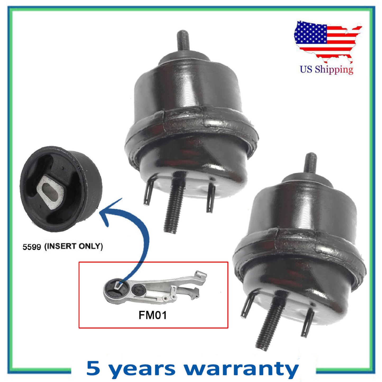 3PCS Upper Torque Strut Bushing & Front Left & Trans Mount For 05-07 Montego