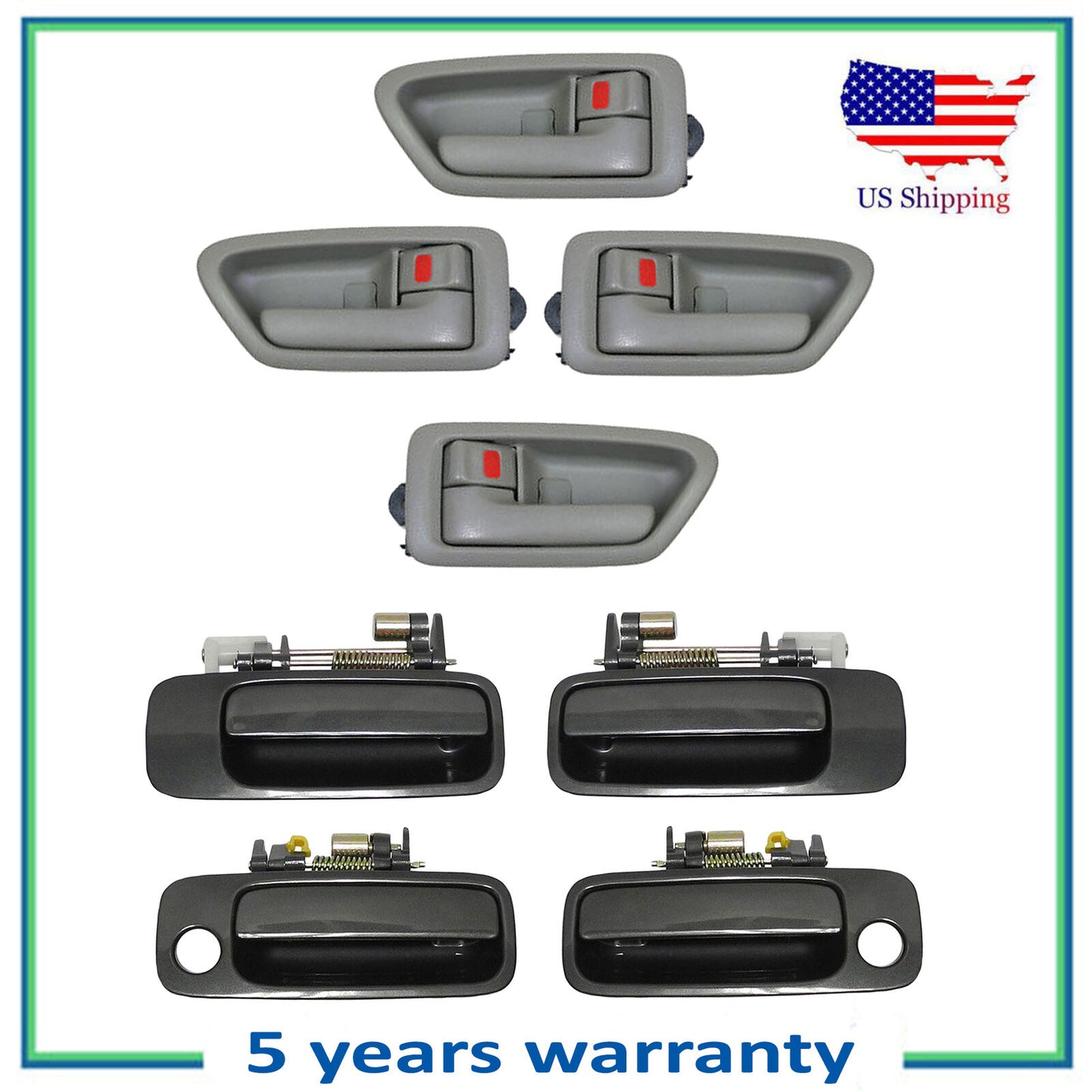 97-01 For Toyota Camry 4 Sage Interior 4 Gray 930 Outside Door Handle Set 8 DS24