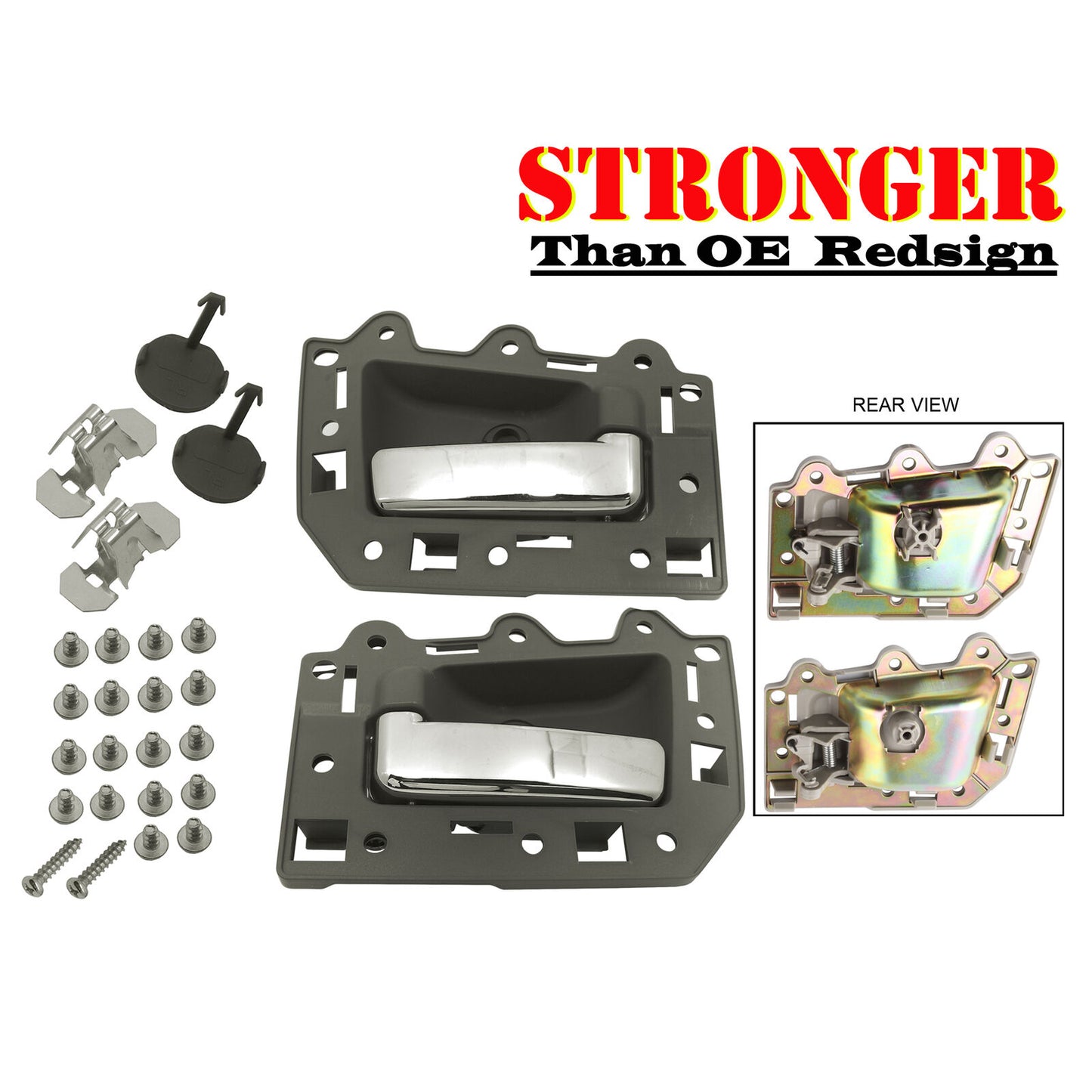 Rear Pair Interior Door Handle For 05-2011 Jeep Grand Cherokee Khaki Chrome Bolt