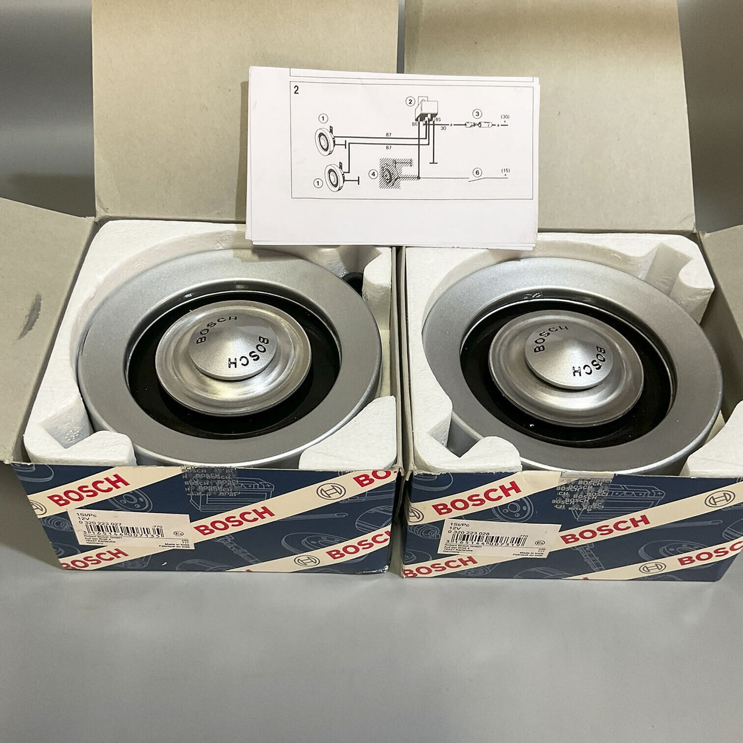 BOSCH GENUINE 0320223911 Universal Low / Hight Super Tone Black Air Horn Set