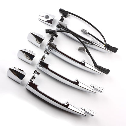 Set 4 Pcs Exterior Outside Door Handle Chrome New For Murano Leaf Maxima Sentra
