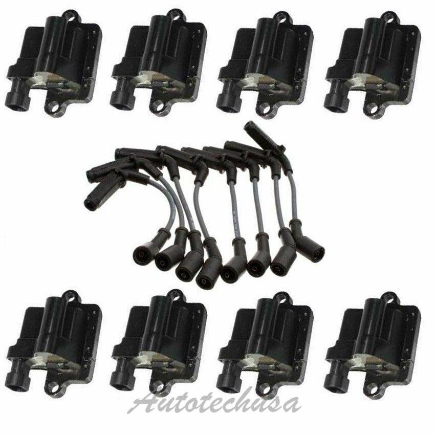 Für Chevrolet GMC Set 8 Zündung Spule UF271 & 8 Zündkerze Draht IC344 B314 8