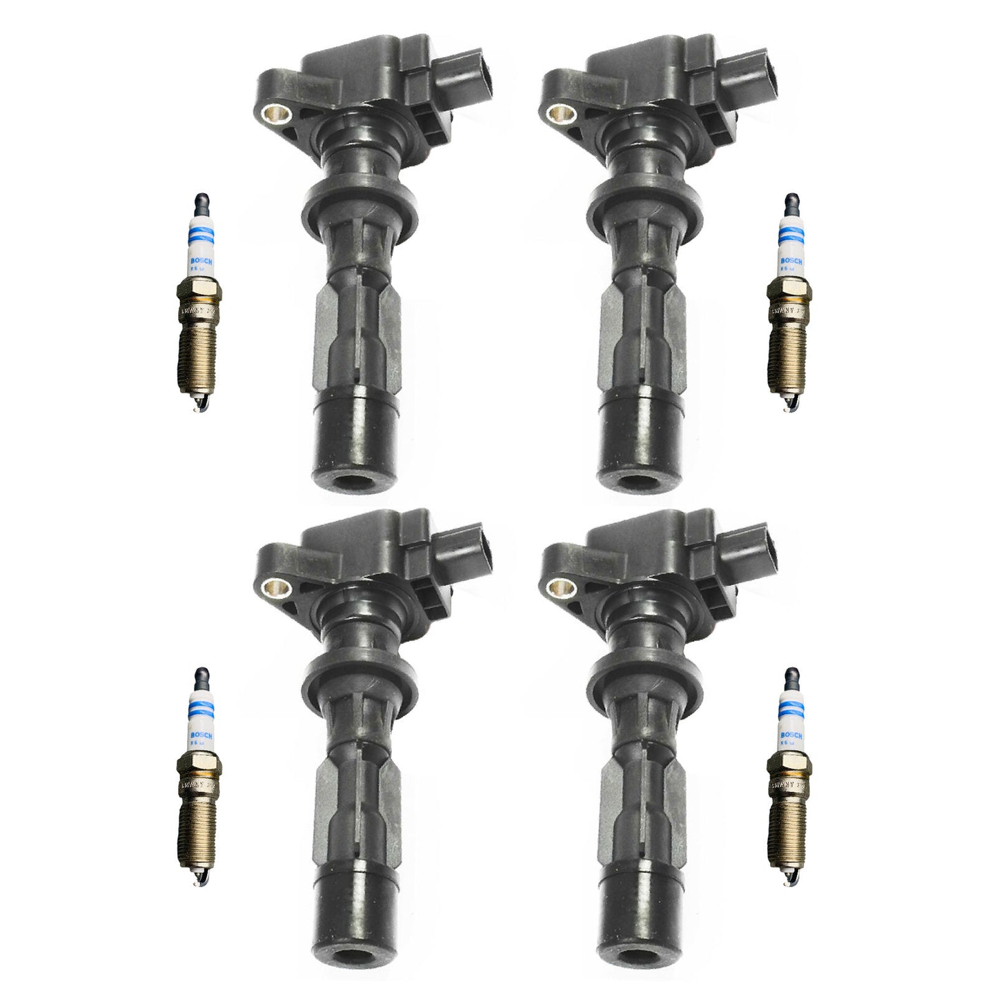 UF516 4 Ignition Coil & 4 Platinum Bosch Spark Plug For 06-09 Mercury Ford 2.3L
