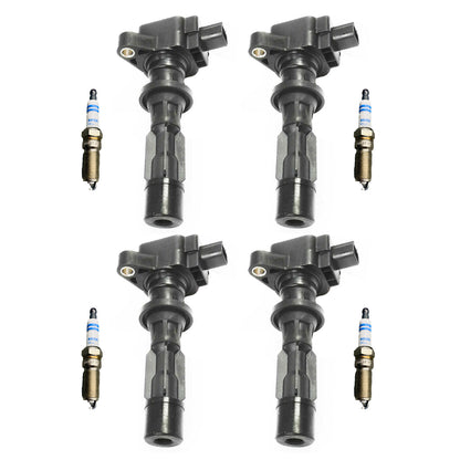 UF516 4 Ignition Coil & 4 Platinum Bosch Spark Plug For 06-09 Mercury Ford 2.3L