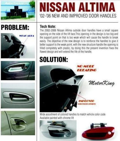 Rear Left Driver Outside Door Handle B4006 For 02-06 Nissan Altima Red Mica AX3