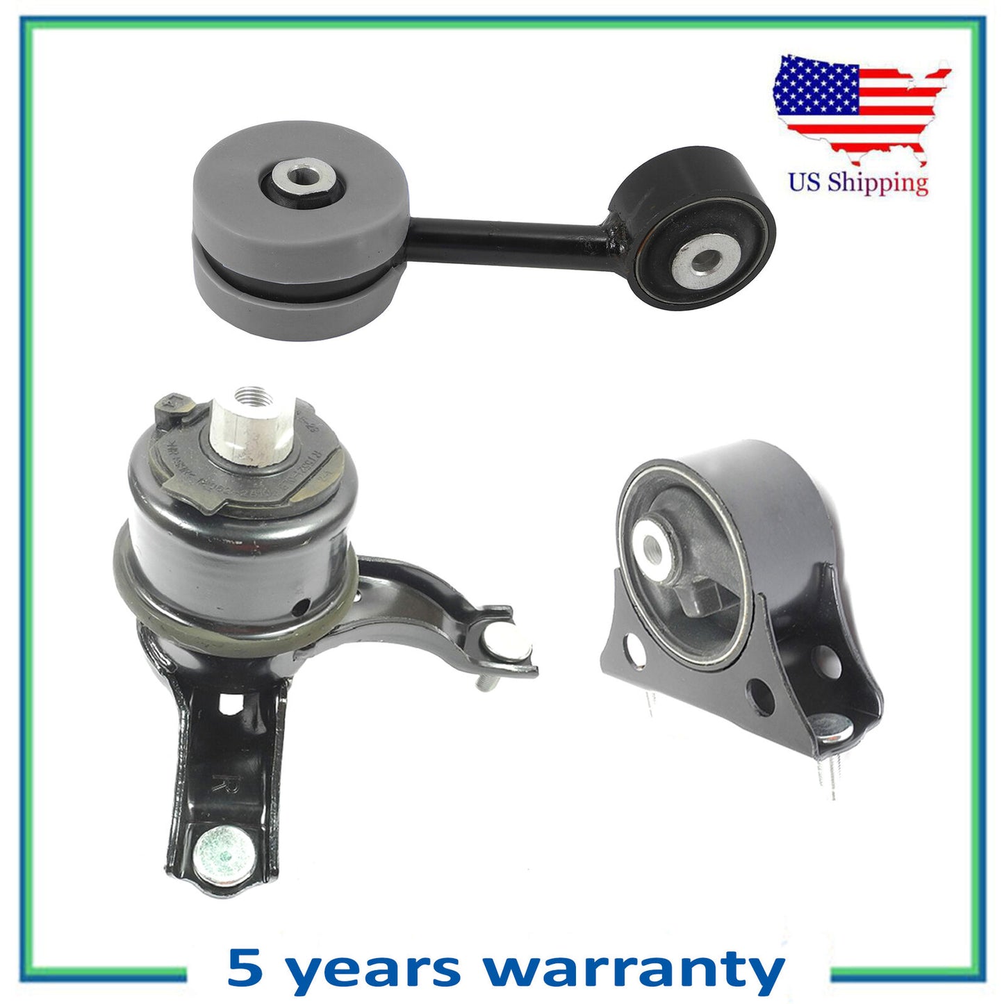 Set of 3PCS Engine Motor Mount Polyurethane For 04-07 Toyota Highlander 2.4L 4WD