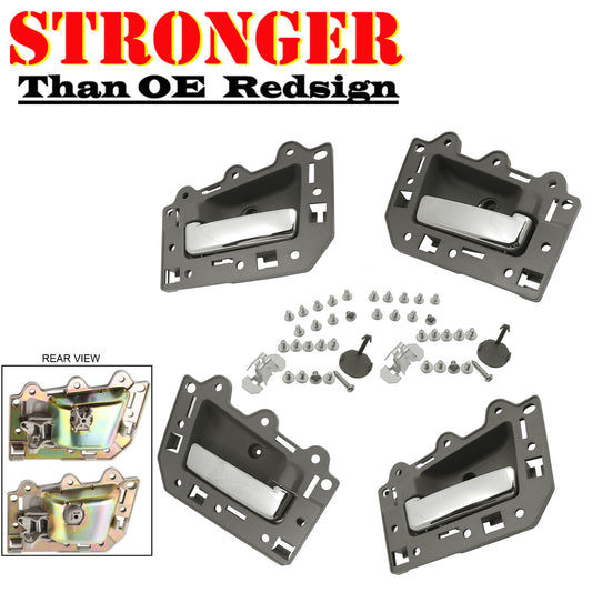 Set 4PCS Interior Door Handle For 05-2011 Jeep Grand Cherokee Khaki Chrome Bolt