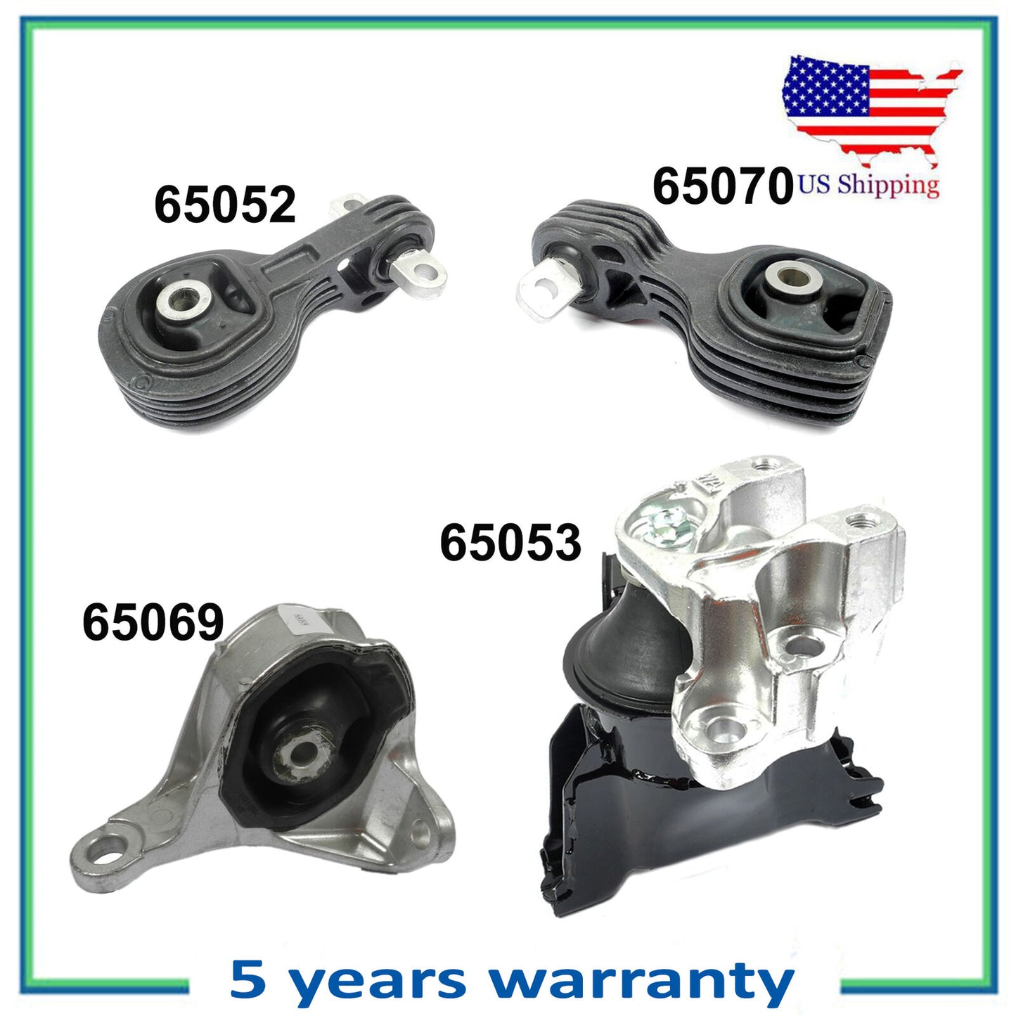 Engine Motor & Trans Mount 12-14 For Honda CR-V 2.4L 65052 65053 65069 65070