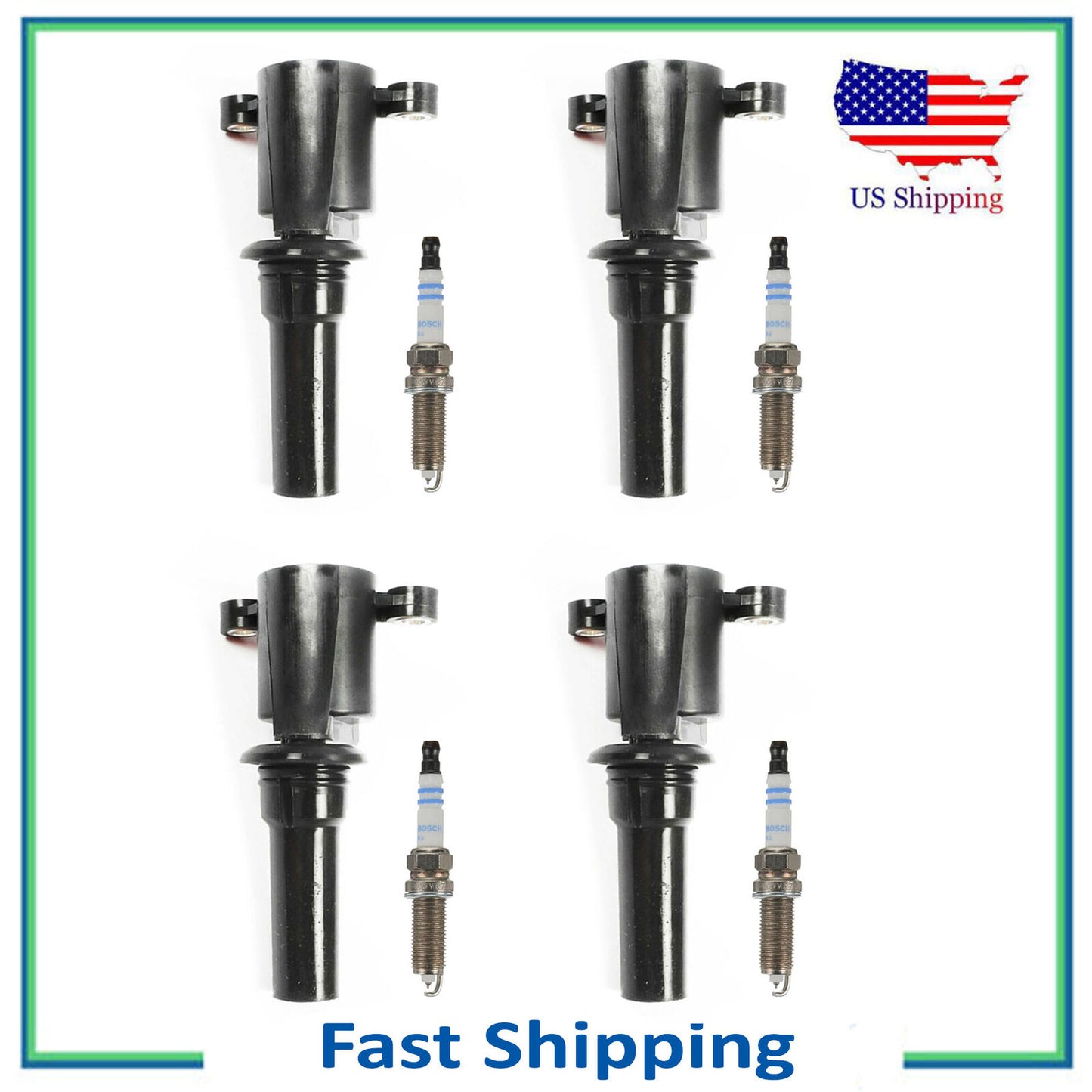 6747 Bosch Platinum Spark Plug & UF162 Ignition Coil For 96-99 Ford Taurus 3.4L