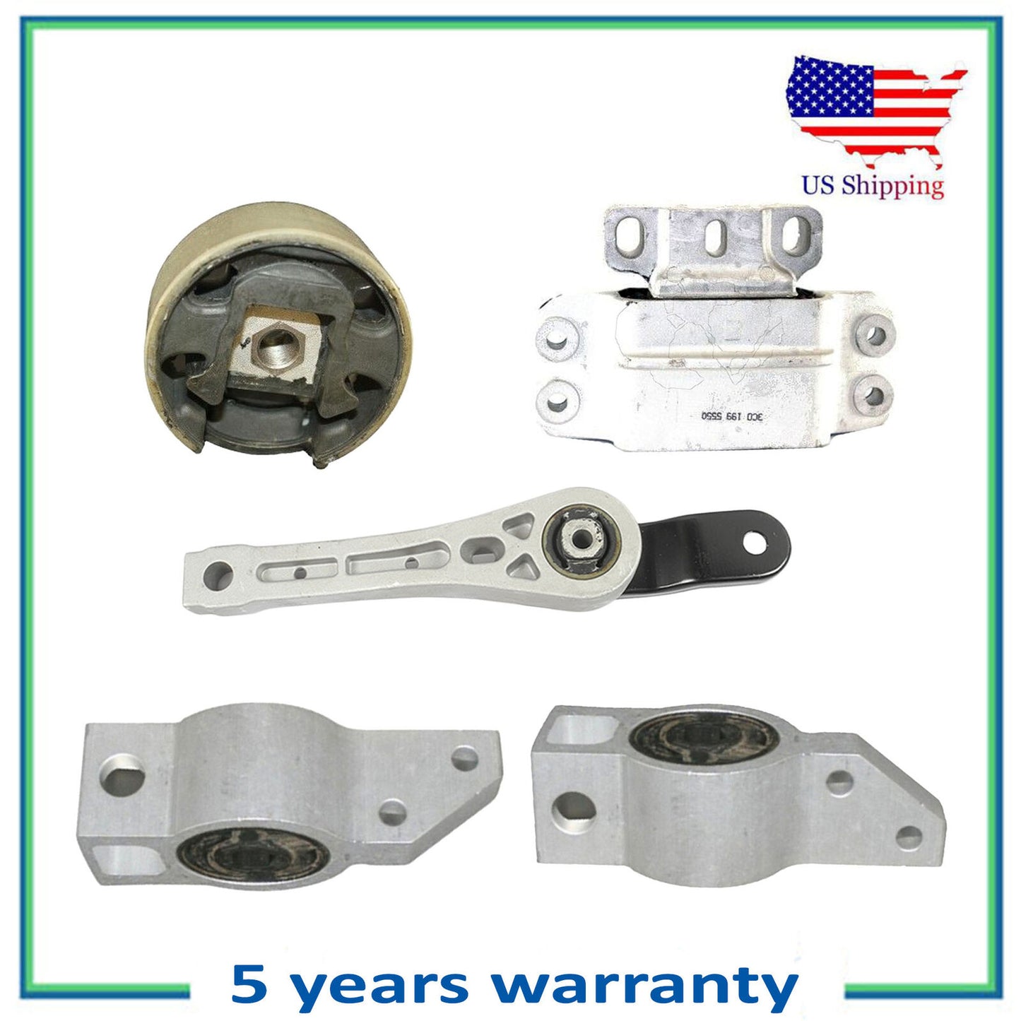 5PCS Motor & Trans Montaje Para 2005 Volkswagen Jetta 1.9L 6965 6964 6969 6962