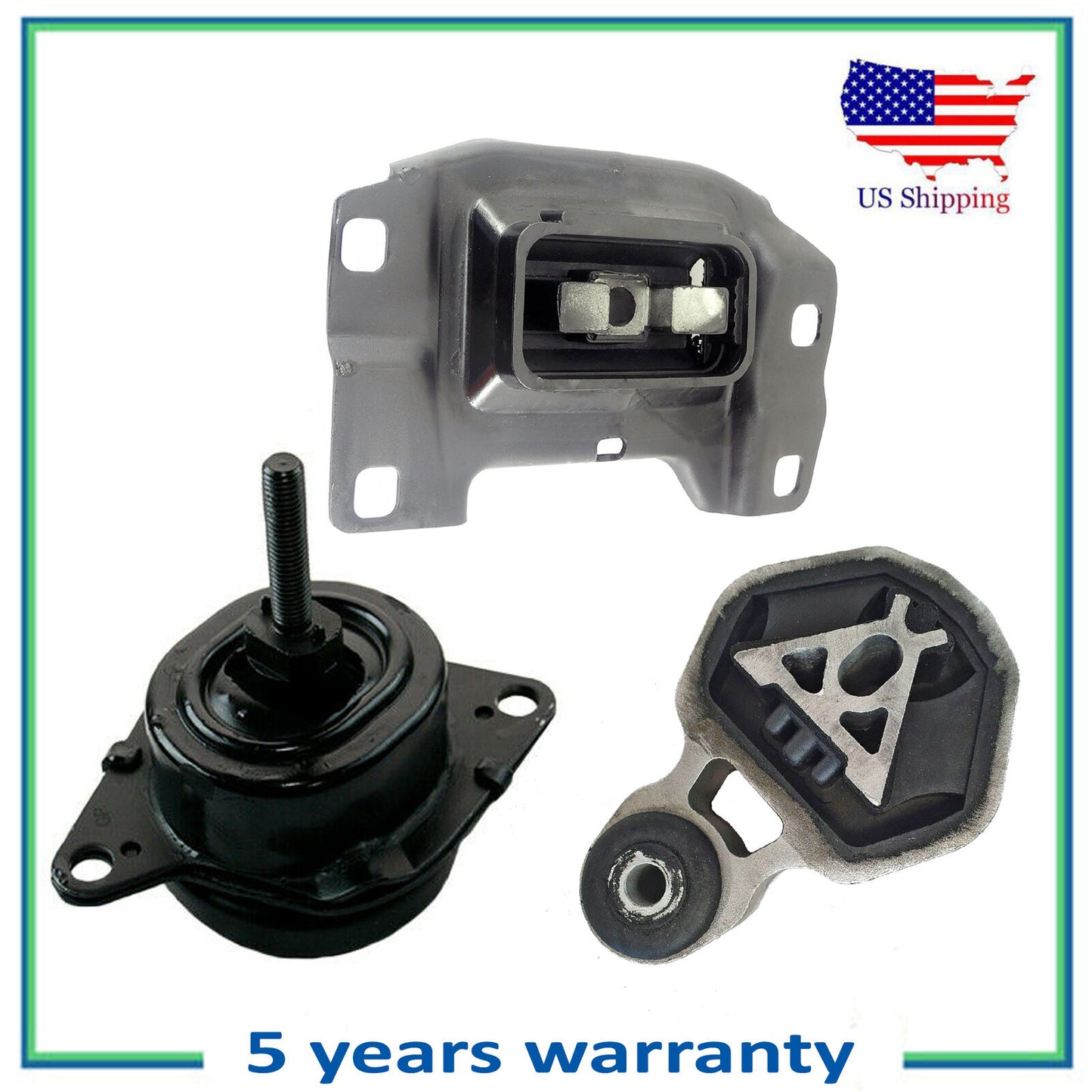 3PCS Engine Motor & Trans Mount Motorking For 12-15 Ford Explorer 2.0L Turbo