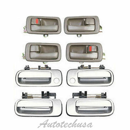 92-96 Pour Toyota Camry Marron Intérieur Set 4 & Argenté Extérieur Porte Poignée