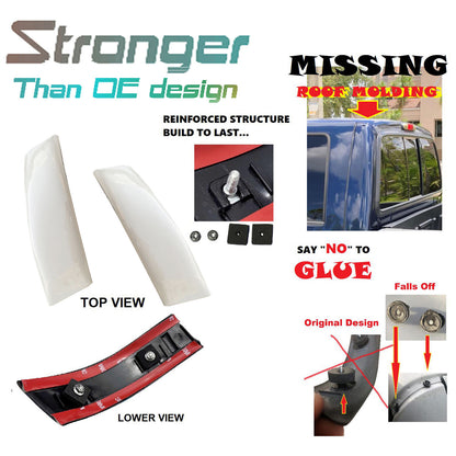LH & RH Roof Side Molding Reinforced For 99-07 Ford Super Duty YO Oxford White
