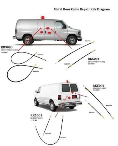 UPGRADED 2pcs Fix Side Door Latch Metal Cable Hinged door Handle For Ford E150