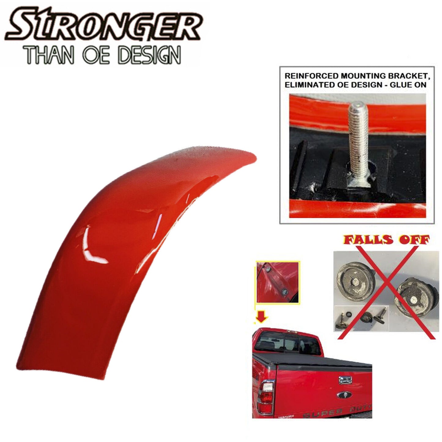 UPGRADED Roof Corner Molding Trim For Ford 2008-2016 Super Duty F1 Red Right RH