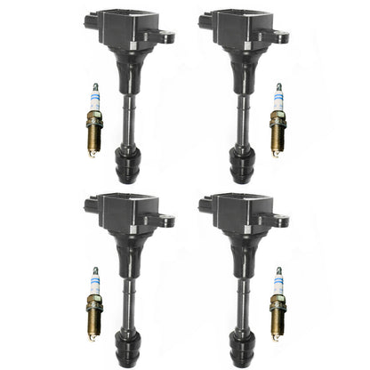 8PCS UF350 4 Ignition Coil & 4 Bosch Platinum Spark Plug For Sentra Altima 2.5L