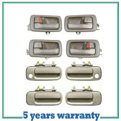 92-1996 For Toyota Camry 4 Brown Interior & 4 Beige 4M9 Outside Door Handle Set